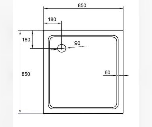 Поддон акриловый Cezares 85 x 85 x 15 см, TRAY-A-A-85-15-W