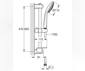 Душевой гарнитур Grohe Euphoria Champagne 27232001, 60 см, шланг 175 см, Ø110 мм