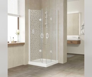 Душевой уголок Vegas Glass 2GPS Lux, 90 x 90 x 199.5 см, профиль белый, стекло фея