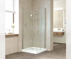 Душевой уголок Vegas Glass 2GPS Lux, 90 x 80 см, профиль золото, стекло шиншилла