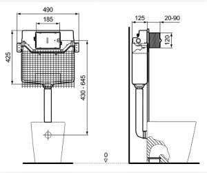 Бачок смывной скрытого монтажа Ideal Standard Prosys 120 M для напольного унитаза, R015667