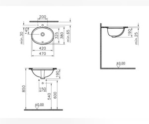 Раковина Vitra 6039B003-0012 S20 42 см, встраиваемая снизу