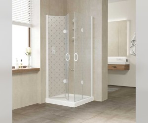 Душевой уголок Vegas Glass 2GPS Lux, 90 x 90 x 199.5 см, профиль белый, стекло флёр-де-лис