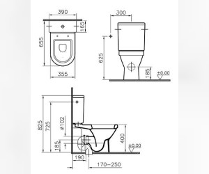 Напольный унитаз Vitra S50 9736B003-7200 крышка микролифт, с функцией биде