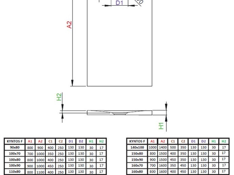 Поддон для душа Radaway Kyntos F, 90 x 80 см, прямоугольный, HKF9080-74
