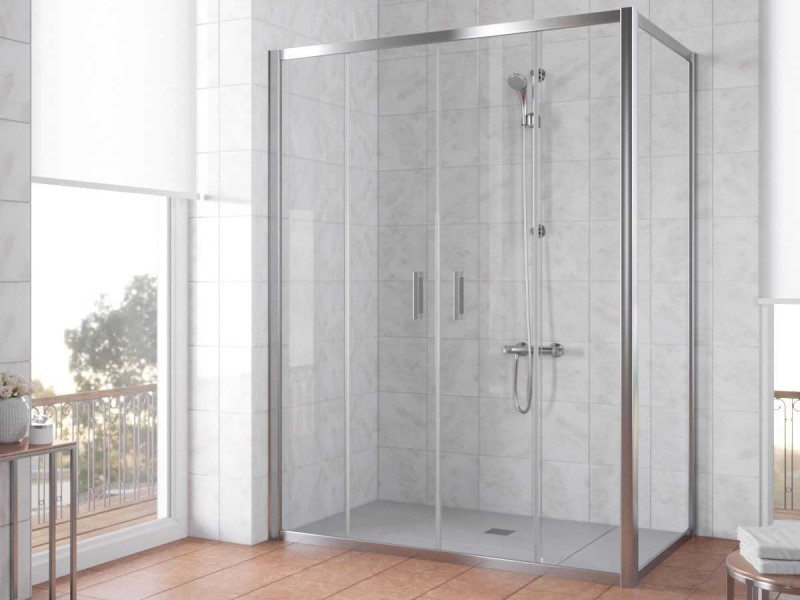 Душевой уголок Vegas Glass Z2P+ZPV, 200 x 100 x 190 см, профиль глянцевый хром, стекло прозрачное