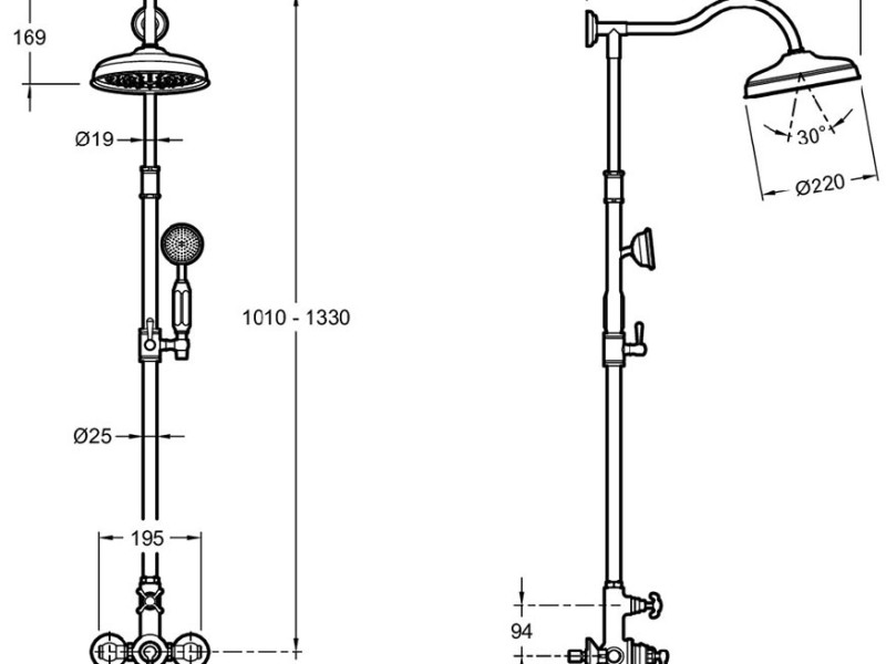 Душевая система Delafon Cleo 1889, E24311-BGG, глянцевое золото
