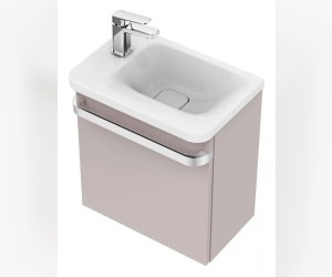 Тумба под раковину Ideal Standard Tonic II Guest 45 см, подвесная, левая, светло-коричневый глянцевый, R4318FC