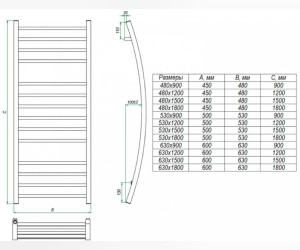 Полотенцесушитель водяной Grota Primo 63 x 120 см, ширина 63 см, высота 120 см, полированный