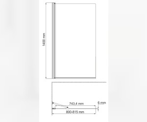 Стеклянная шторка WasserKraft 48P01-80 Fixed для душа, распашная, одностворчатая, с фиксатором