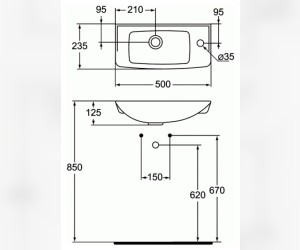 Раковина Vidima СЕВА ФРЕШ (BOX) (Seva Fresh) W449461, подвесная, белая, 50*23,5 см