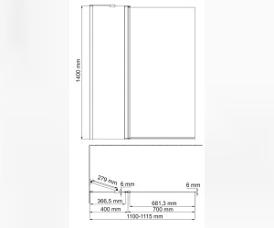 Стеклянная шторка WasserKraft 48P02-110WHITE Fixed для душа, распашная, двустворчатая, с фиксатором
