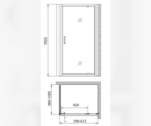Душевой уголок Gemy Sunny Bay S28120-A100, 60 х 100 х 190 см, стекло прозрачное