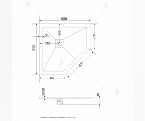 Душевой поддон RGW ST/T-0099G 16155099-02 90 x 90 см, трапеция, цвет графит, из искусственного камня
