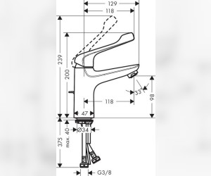 Смеситель для раковины Hansgrohe Novus Care 71921000, с донным клапаном