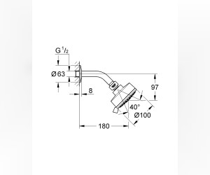Верхний душ Grohe New Tempesta Cosmopolitan 100 III 26090001 (26090000), 100х100 мм, 3 режима струи, с держателем