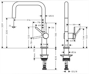 Кухонный смеситель Hansgrohe Talis M54, 72844000, хром