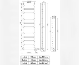Полотенцесушитель электрический Margaroli Sereno (Серено) 584-11 BOX, 5844711B 47.5 x 133 см (5844711CRNB/5844711CRNBP)