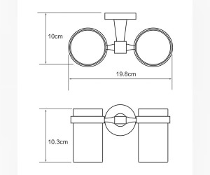 Стакан с держателем WasserKRAFT Isen 4028D, двойной