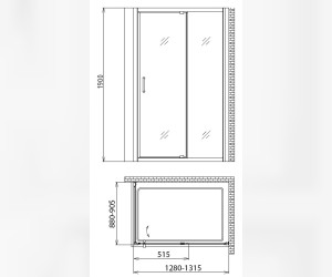 Душевой уголок Gemy Sunny Bay S28131D-A90 (S28191D + A90), 130 х 90 х 190 см, стекло прозрачное