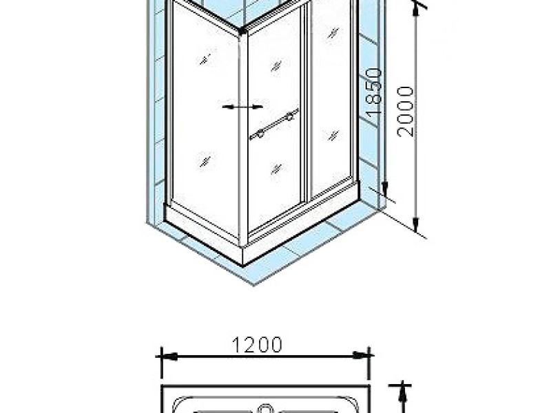 Душевой уголок Appollo TS-630 120 х 80 х 200 см, стекло прозрачное