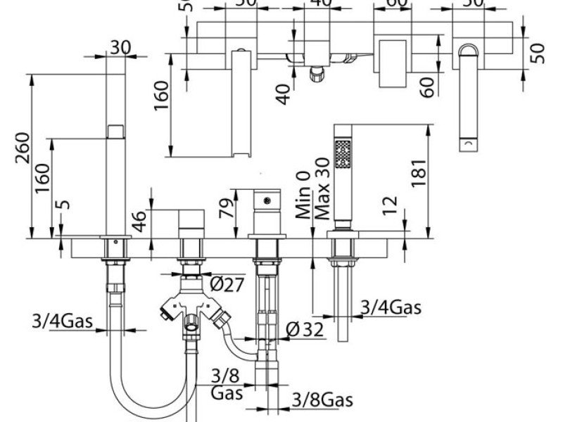 Смеситель Bandini Ice Cube 2 766340PN03 для ванны/душа, никель/ручка без вставок