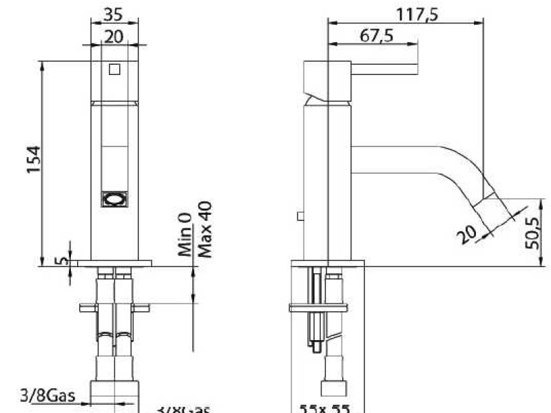 Смеситель Bandini Ice Cube 7501200002LW для раковины, хром/ручка венге