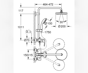 Душевая система Grohe New Tempesta Cosmopolitan 200 26244001 (26244000) со смесителем