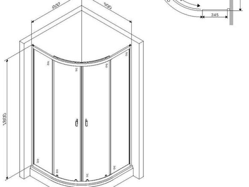 Душевой уголок Am.Pm X-Joy Twin Slide W88G-205-090MT, 90 x 90 см, профиль хром матовый, стекло прозрачное, без поддона