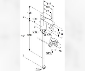 Смеситель для раковины Kludi Pure&Solid 343820575