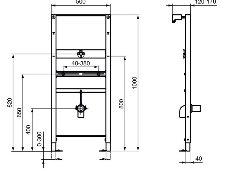 Инсталляция Ideal Standard Prosys для монтажа писсуара, серый, R010367