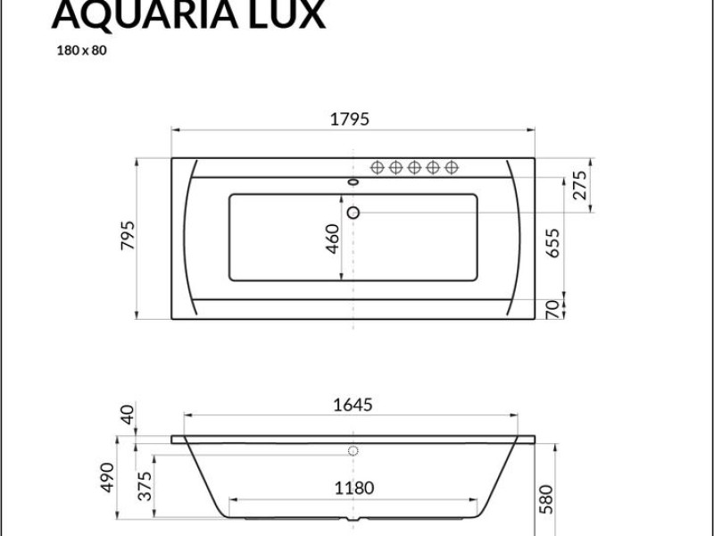 Ванна гидромассажная Excellent Aquaria Lux 180 x 80 см, SMART, хром, каркас в подарок