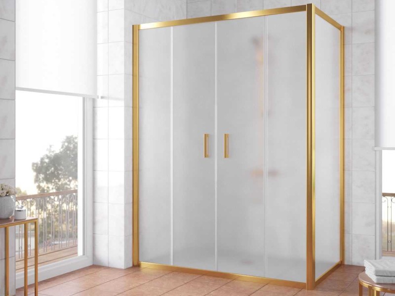 Душевой уголок Vegas Glass Z2P+ZPV, 220 x 90 x 190 см, профиль золото, стекло сатин