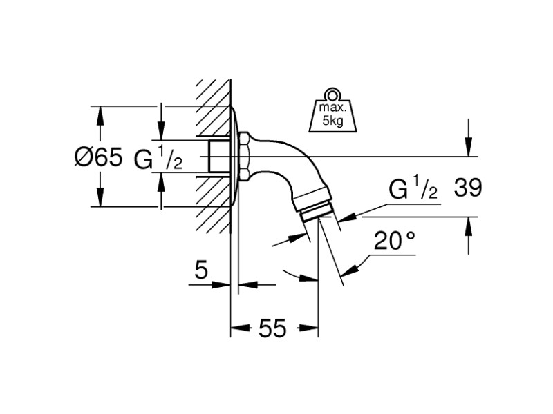 Душевой кронштейн настенный Grohe Relexa 28429000, 5,5 см