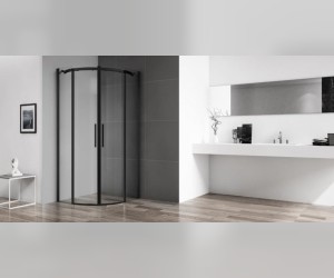 Душевой уголок BelBagno Acqua R-2-100-C-NERO, 100 х 100 х 195 см, профиль черный матовый, стекло прозрачное