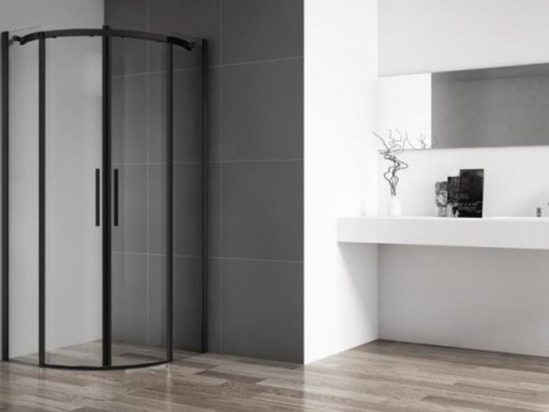 Душевой уголок BelBagno Acqua R-2-100-C-NERO, 100 х 100 х 195 см, профиль черный матовый, стекло прозрачное