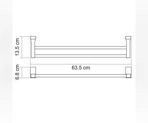Полотенцедержатель WasserKRAFT Leine 5040, двойной, 63.5 см, хром