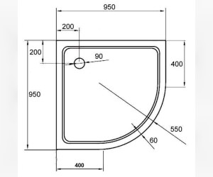 Поддон акриловый Cezares 95 x 95 мм, TRAY-A-R-95-550-15-W