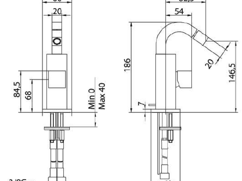 Смеситель Bandini Ice Cube 752220PN01 для биде, никель/ручка без вставки