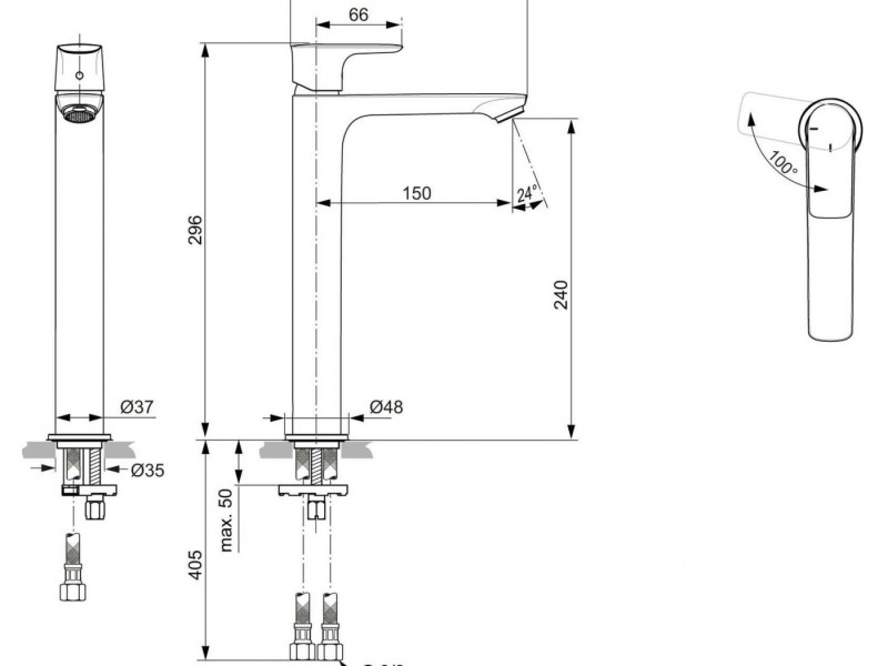 Смеситель Ideal Standard Connect Air Vessel для раковины, хром, A7028AA