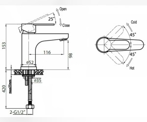 Смеситель Cezares Laconico LACONICO-C-LS-BLC для раковины, белый