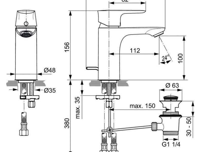 Смеситель Ideal Standard Connect Air Project для раковины, хром, A7021AA