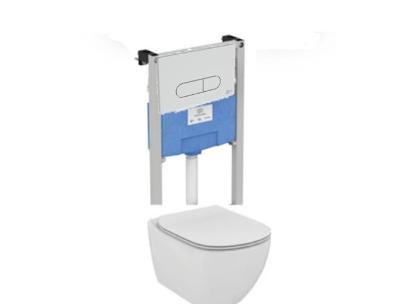 Инсталляция Ideal Standard ProSys SmartFlush R029901 с унитазом TESI AquaBlade T007901, клавиша, сиденье микролифт, комплект