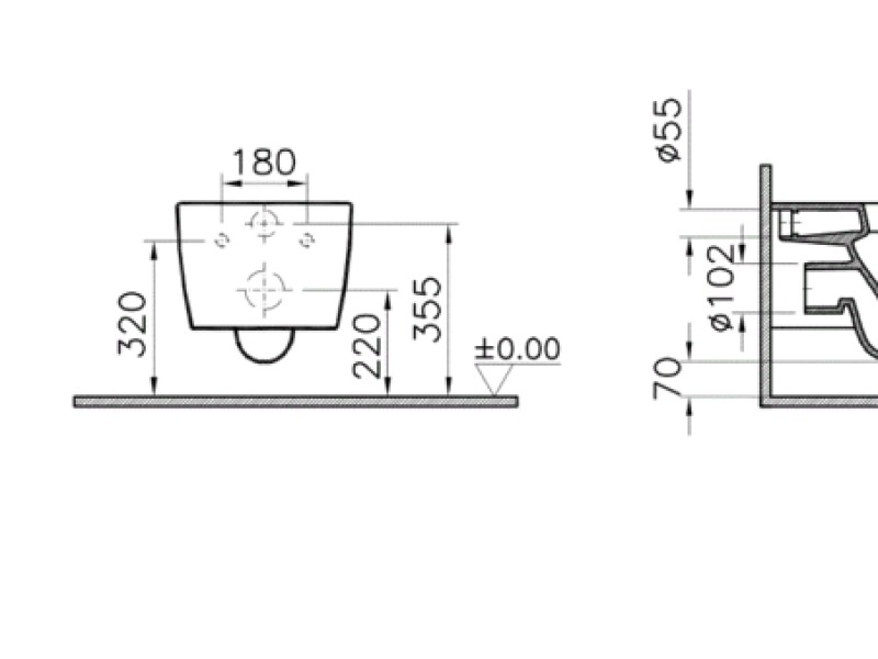 Подвесной унитаз Vitra Metropole 5676B403-6113 VitraClean, с сиденьем Soft Close