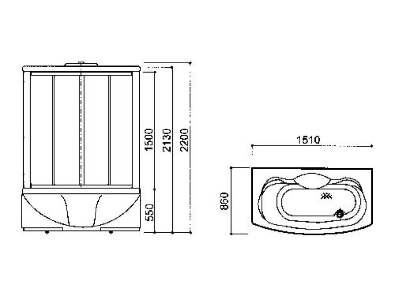 Душевой бокс Appollo A-0828, 151 x 86 см