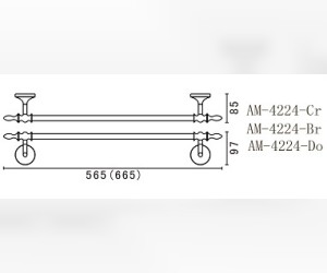 Полотенцедержатель Art&Max Bohemia AM-E-4224-Br, 56.5 см, бронза