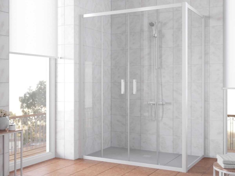 Душевой уголок Vegas Glass Z2P+ZPV, 200 x 70 x 190 см, профиль белый, стекло прозрачное