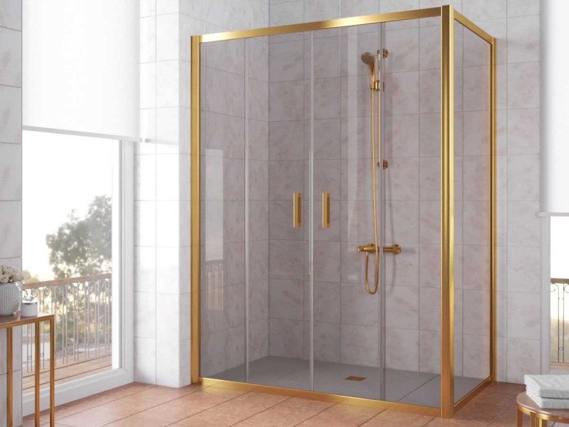 Душевой уголок Vegas Glass Z2P+ZPV, 170 x 90 x 190 см, профиль золото, стекло бронза