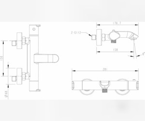 Смеситель Bravat Waterfall F673114C-01A-RUS термостатический для ванны, короткий излив