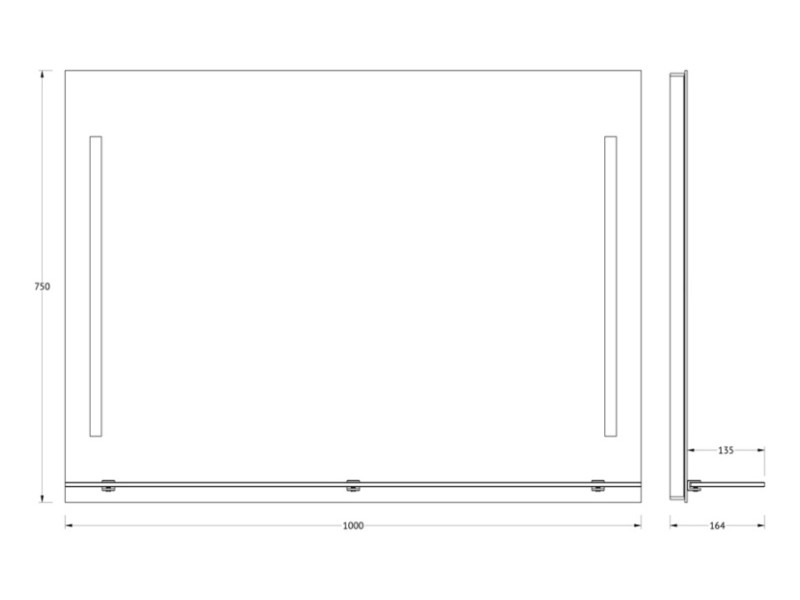 Зеркало с полочкой и LED-светильником Evoform Ledline-S BY 2166 100х75 см